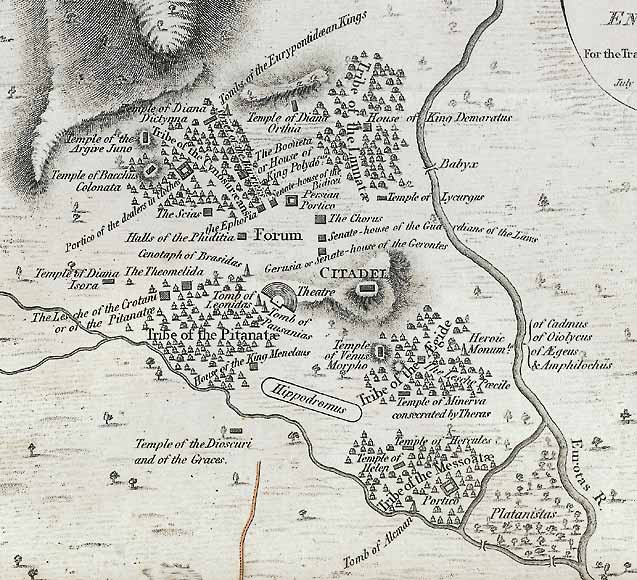 antique map of Sparta
